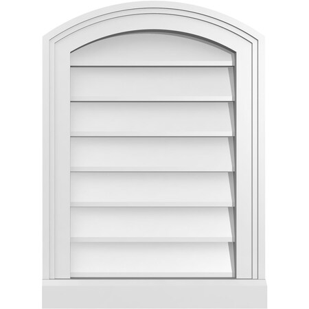 Ekena Millwork Arch Top Surface Mount PVC Gable Vent: Functional, w/ 2"W x 2"P Brickmould Sill Frame, 16"W x 22"H GVPAR16X2203SF